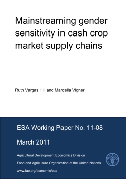 Mainstreaming Gender Sensitivity in Cash Crop Market Supply Chains
