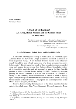 US Army, Italian Women and the Gender Shock of 1943&ndash;1945