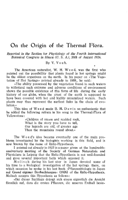 On the Origin of the Thermal Flora.