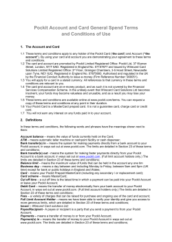 Pockit Account and Card General Spend Terms and Conditions of Use