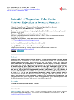 Potential of Magnesium Chloride for Nutrient Rejection in Forward