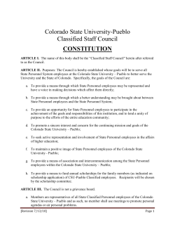 Classified Staff Council Constitution and Bylaws - CSU