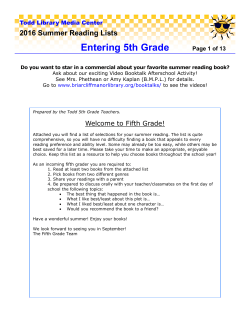 Entering 5th Grade - Briarcliff Manor Public Library