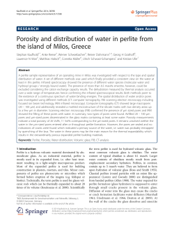 Porosity and distribution of water in perlite from the island of Milos