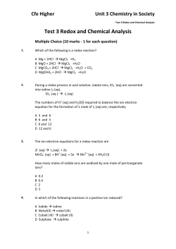 Test 3 Redox and Chemical Analysis