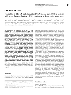 Feasibility of BU, CY and etoposide (BUCYE)