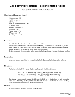 Gas Forming Reactions &ndash; Stoichiometric Ratios