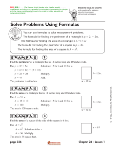Solve Problems Using Formulas