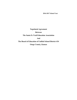 Negotiated Agreement Between The Santa Fe Trail Education
