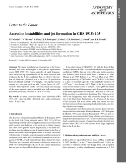 Letter to the Editor Accretion instabilities and jet formation in GRS