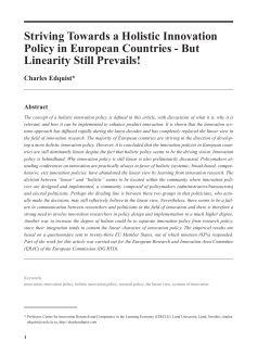 Striving Towards a Holistic Innovation Policy in European Countries