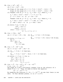 51. f(x) = 3x - 6x - 7 (A) f`(x) = 12x - 12x (B) Slope of the graph of x = 2