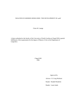 NEGATION IN MODERN HINDI-URDU: THE DEVELOPMENT OF
