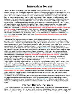 Instructions for use - My Pop Old Fashioned Soda Shoppe