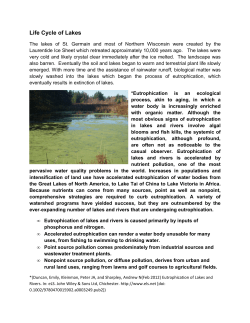 Life Cycle of Lakes - Town of St Germain