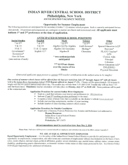INDIAN RIVER CENTRAL SCHOOL DISTRICT Philadelphia, New