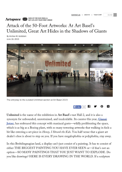 Attack of the 50-Foot Artworks: At Art Basel`s Unlimited, Great Art