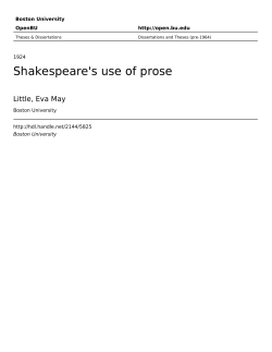 Shakespeare`s use of prose - OpenBU