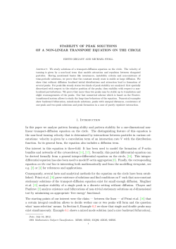 Stability of peak solutions of a non-linear transport equation on the