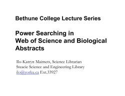 Power Searching in Web of Science BC 2014