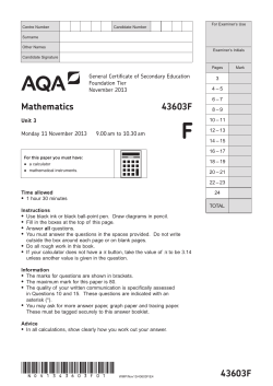 GCSE Mathematics Question paper Unit 03 November 2013