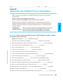 Agreement with Indefinite Pronoun Antecedents