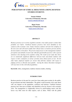 perception of ethical behaviour among business studies students