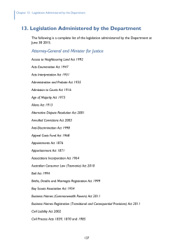 Legislation administered by the Department