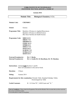 Module Title: Biological Chemistry 1 CA