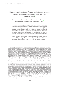 Micro-Loans, Insecticide-Treated Bednets, and Malaria: Evidence