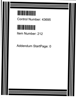 Control Number: 43695 Item Number: 212