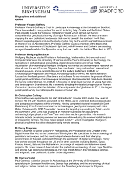 Biographies and additional quotes Professor Vincent Gaffney