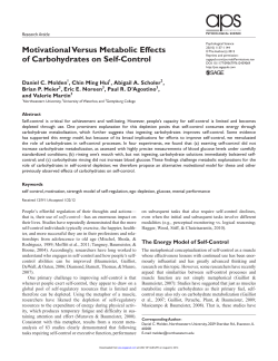 Motivational Versus Metabolic Effects of Carbohydrates on Self
