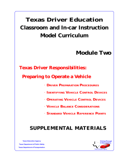 Module Two Texas Driver Education Classroom and In