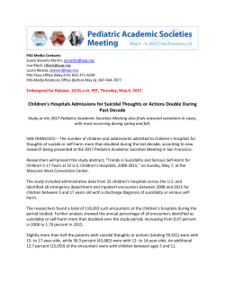 Children`s Hospitals Admissions for Suicidal Thoughts or Actions