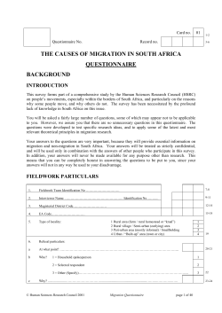 THE CAUSES OF MIGRATION IN SOUTH AFRICA