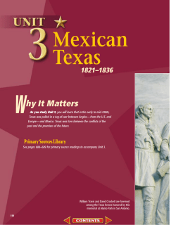 Unit 3: Mexican Texas: 1821-1836