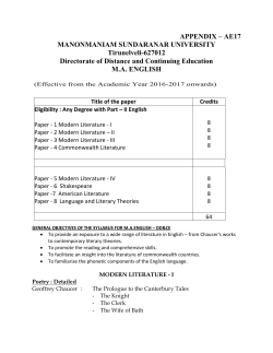 M.A. English - Manonmaniam Sundaranar University