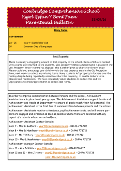 Parentmail 23/09/2016 - Cowbridge Comprehensive School