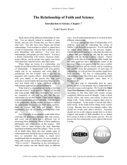 The Relationship of Faith and Science