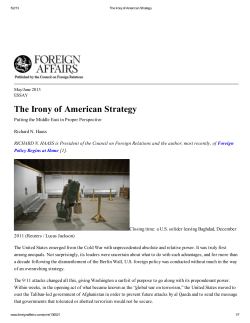 The Irony of American Strategy