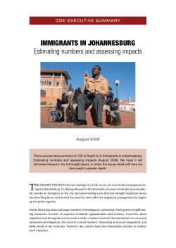 IMMIGRANTS IN JOHANNESBURG Estimating numbers and
