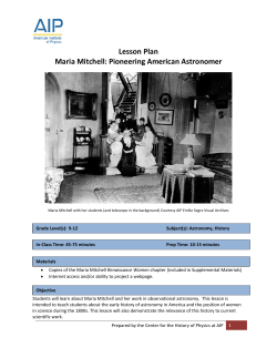 Lesson Plan Maria Mitchell: Pioneering American Astronomer
