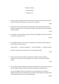 Chemistry in Society Chemical Analysis Homework Two 1