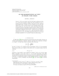 ON THE REPRESENTATION OF UNITY BY BINARY CUBIC FORMS