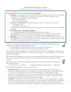A PROPER INTRODUCTION Things NOT to do in an introductory