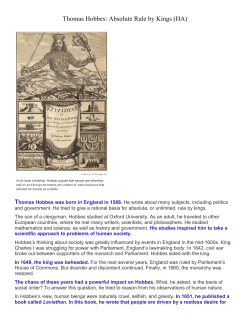 Thomas Hobbes: Absolute Rule by Kings (HA)