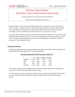 Nevada Table Games: Historical Hold Percentage Variations