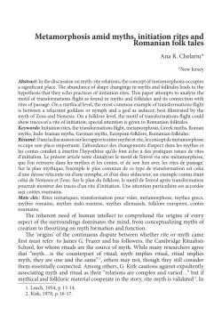 Metamorphosis amid myths, initiation rites and Romanian folk tales