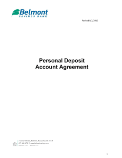 Personal Deposit Account Agreement